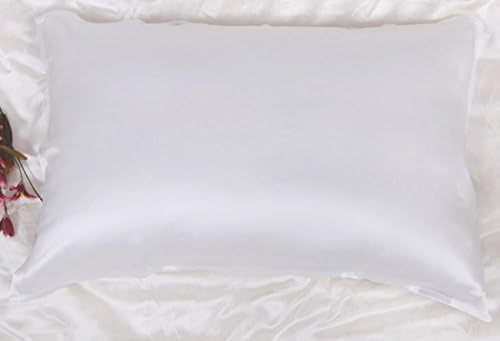 Luxury 100% Mulberry Silk Pillowcase 22 Momme Charmeuse Pillow Cover 600 TC Standard/Queen/King (Queen, White)