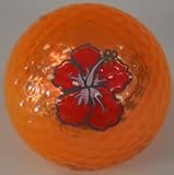 ORANGE METALLIC GOLF BALLS imprinted with HIBISCUS- BLING BALLS! by Navika