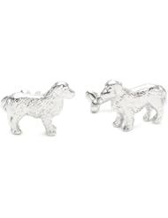 ROTENIER "Novelty" Sterling Silver Golden Retriever and Bone Cufflinks