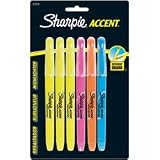 Sharpie Accent Pocket-Style Highlighters, 6 Colored Highlighters (27076)