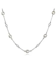 Potato Pearl Necklace with White Cz-36"