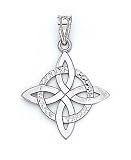 14k White Diamond-Cut Celtic Pendant
