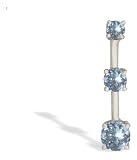 14K White Gold Genuine Round Aquamarine 3-Stone Pendant