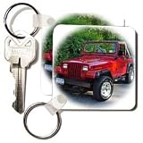 Cars - Red Jeep Wrangler - Key Chains by 3dRose LLC