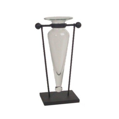 Amphora On Stand With Finials Hinge Clear Rustic Recycled Iron Decor