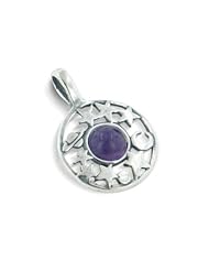 Sterling Silver Planet Stars Moon with Genuine Amethyst Pendant