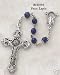 Silver Plated Blue 6Mm Catholic Cross Rosary Beads Mary