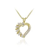 31Vwm439PyL. SL160  18k Gold over Silver Genuine Diamond Accent Heart Pendant