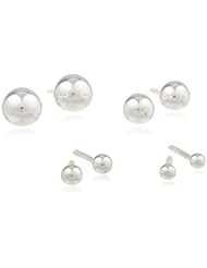 Sterling Silver 1-4mm Ball Post Earrings , Set of Four