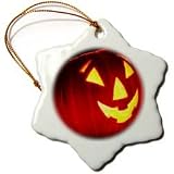 Halloween Jack o Lantern - 3 Inch Snowflake Porcelain Ornament