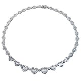 Prong Set Round & Baguette Diamond Love Heart Necklace in 18ct White Gold, 14.40ct F-VS
