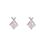 Sterling Silver White CZ Post Earrings