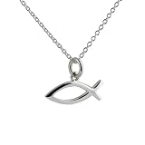 Pendentif Poisson en argent fin 925/1000 avec chaîne Rolo