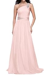 One Shoulder Crystal Crystals Natural   Waistline Chiffon Bridesmaid Dress/Prom Dress/Party Dress 