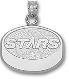 Dallas Stars Solid Sterling Silver ''STARS'' Puck Pendant