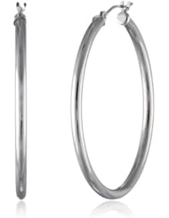 Klassics 10k White Gold Polished Hoop Earrings, (1.45" Diameter)