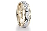 BENCHMARK Two Tone 14K Gold 6mm Carved Ring (Sz 8.5+)