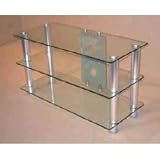 Glass and Polished Aluminum 42 inch TV Stand (Glass and Metal) (21.5H x 44W x 24D)