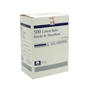 Click here to buy COTTON BALLS STERILE 500 BOX by U S COTTON LLC.