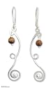 Tiger's eye drop earrings, 'Thai Ribbons'