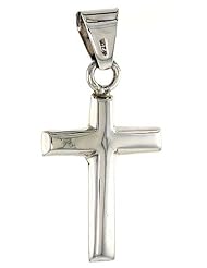 Sterling Silver Cross Pendant Highly Polished Handmade, 1 5/8 inch