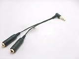 JOOX Gold Plated 3.5mm Speaker and headphone Splitter Cable/Adapter For Headphones, Xbox360, PC, TV etc.. (Right Angled - Black)