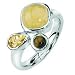 Sterling silver yellow jade tiger eye and citrine ring