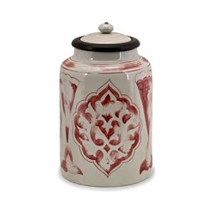 Medium Clayton Canister with Lid in Crimson Cream