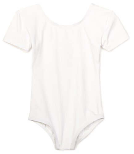 Danskin Girls 7-16 Short-Sleeve Leotard, White, Large