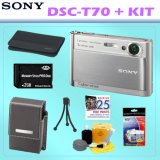 Sony Cybershot DSC-T70 8.1MP Digital Camera (Silver) + 2GB ACCESSORY KIT
