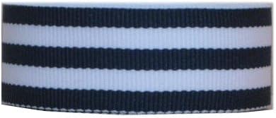 20 Yds Mono Stripe Grosgrain Ribbon, 7/8 Inch Navy/White