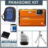 Panasonic Lumix DMC-TS2D Digital Camera Kit - Orange with 8GB SD Memory Card, Camera Case, Table Top Tripod, Spare Rechargeable Lithium-ion Battery.USB 2.0 SD Card Reader