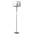 Modern 5' Chrome-Finish Floor Lamp with Crystal Oval Balls & Silver Shade