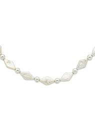 Sterling Silver Diamond Shaped Cultured Pearl & Bead Necklace