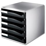 Electronics : Leitz Post Set Filing Unit with 5 Drawers A4 W291xD352xH291mm Black and Grey Ref 5280-95
