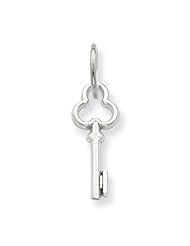 14K White Gold I Key Charm Pendant