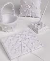 White Ribbon Roses Wedding Guest Book and Pen