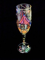 Beach Party Design   Hand Painted   Flute   6 oz.
