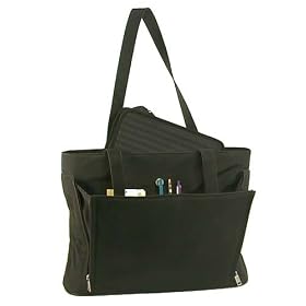 Black Ladies Business Tote with Removable Laptop Sleeve