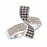 Black and White diamond ring with 14k white gold (1/2 cttw)