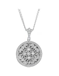 Sterling Silver Cubic Zirconia Locket Necklace