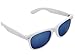 LotFancy Classic Horn Rimmed Sunglasses for Women Men with Case, UV400 Protection, 54MM, Retro Stylish Square Eyewear for Driving Fishing Sports, Non Polarized, Blue Mirrored Lens, White Resin Frame