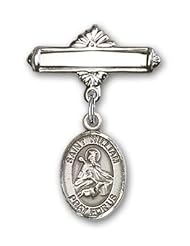 Sterling Silver Baby Badge with St. William of Rochester Charm and Polished Badge Pin