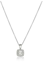 Sterling Silver and Diamond Square Dancing Pendant Necklace (1/5cttw, I-J Color, I3 Clarity), 18"