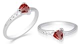 Trillion Cut Garnet Ring Sterling Silver
