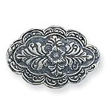 Sterling Silver Antiqued Scalloped Oval Pin