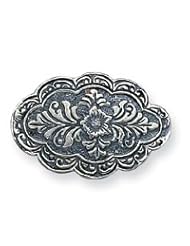 Sterling Silver Antiqued Scalloped Oval Pin