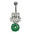 Sterling Silver Belly Ring with Jade/Clear CZ - 14g/5mm ball