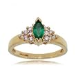 Emerald & Diamond Cocktail Ring 1/2CT Set in Solid 14K Yellow Gold