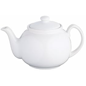 Kitchen Craft Coloured Pottery Six Cup 1.1l 36oz Teapot- White